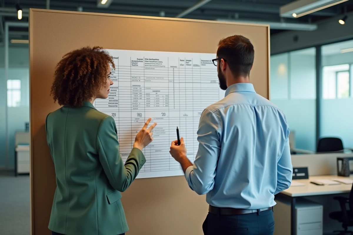 Deux agents de la fonction publique consultant une grille indiciaire pour calculer le salaire contractuel