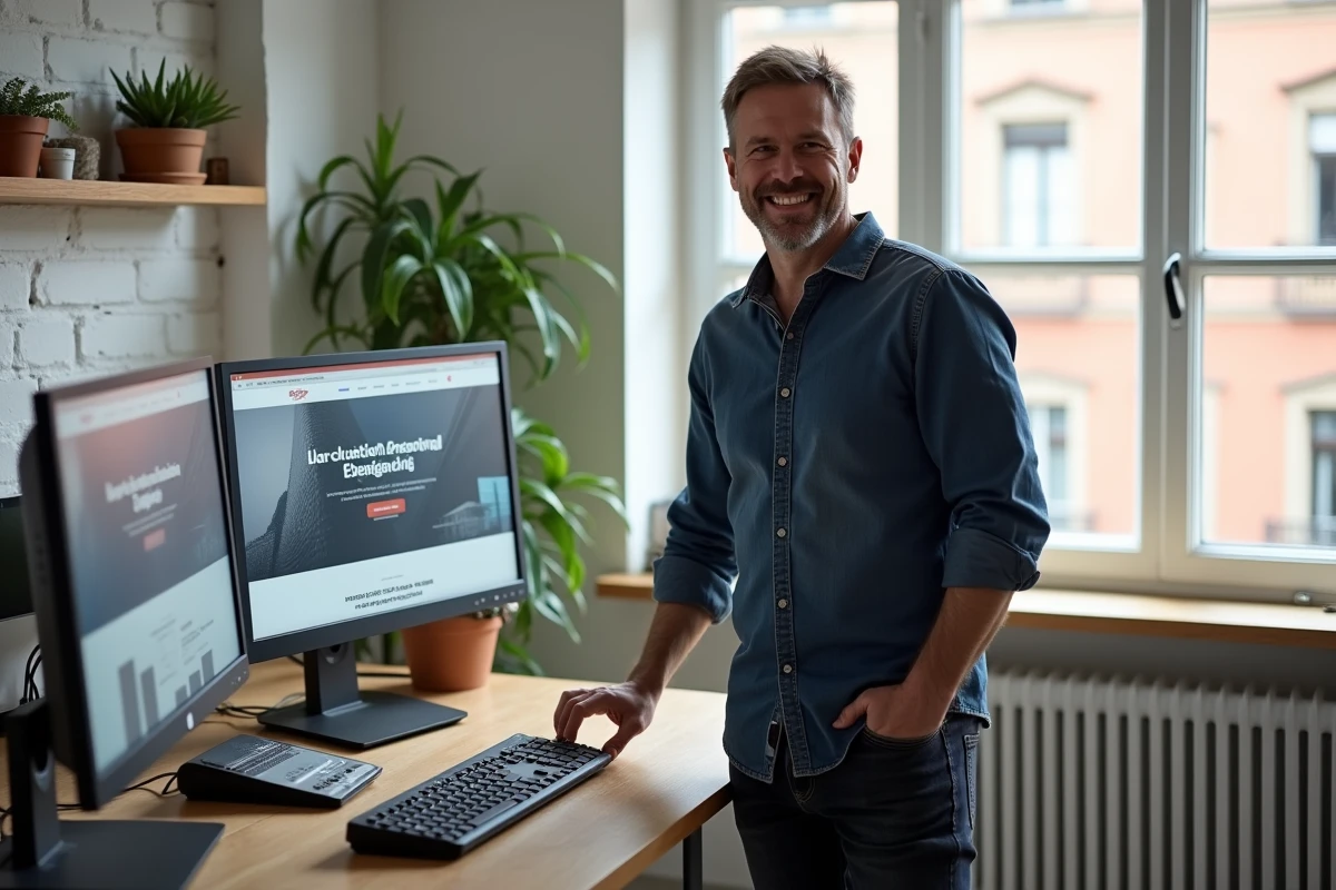Développeur web indépendant à Montpellier présentant un site vitrine optimisé pour la conversion sur double écran