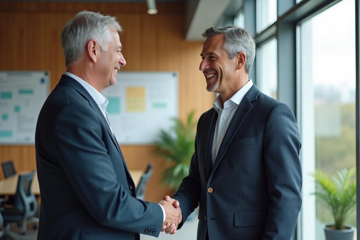 Deux hommes en discussion amicale près d