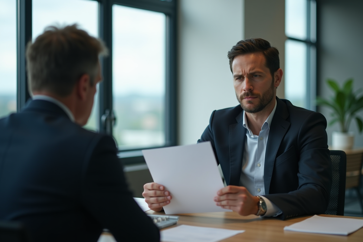 Un homme recevant un avis de licenciement lors d