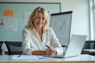 Femme d affaires en réunion dans une salle lumineuse