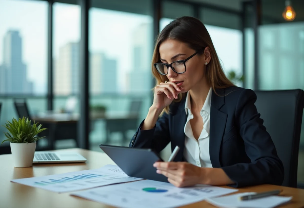 Femme d'affaires en réunion dans un bureau moderne