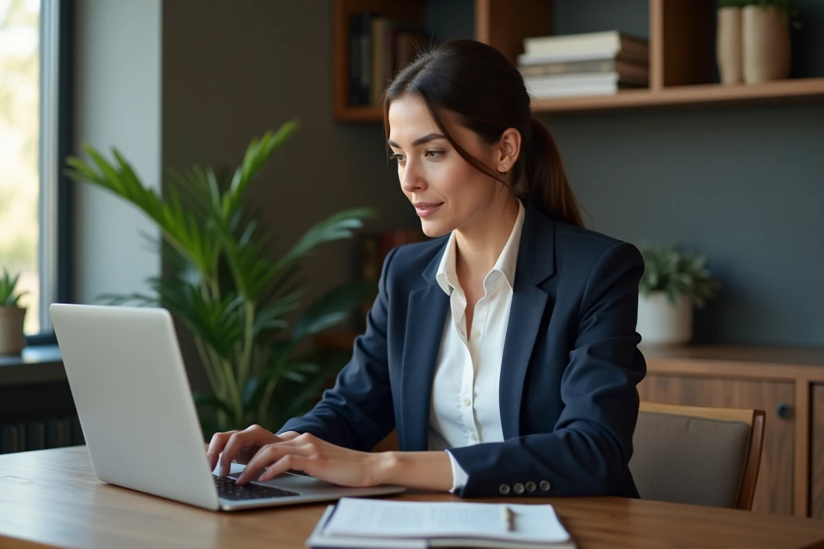 Femme professionnelle en bureau sécurisé et accueillant