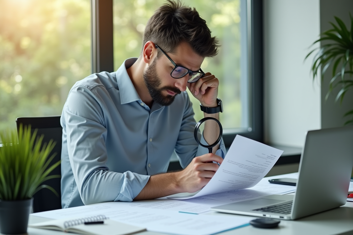 Gestionnaire examinant des documents dans un espace lumineux