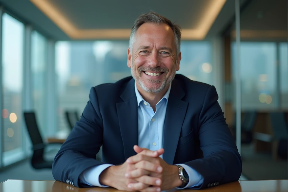 Homme en costume bleu lors d'une réunion d'affaires