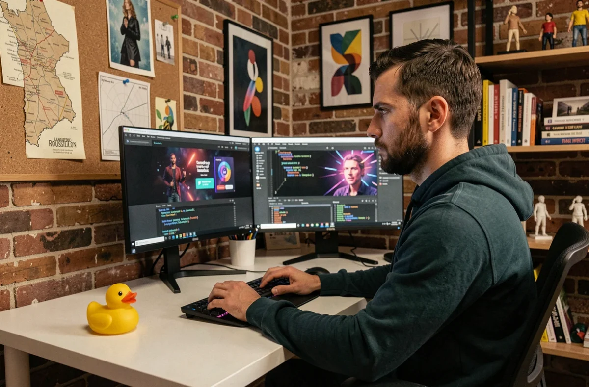 Développeur de l'agence Inouit codant un site web personnalisé dans un studio créatif