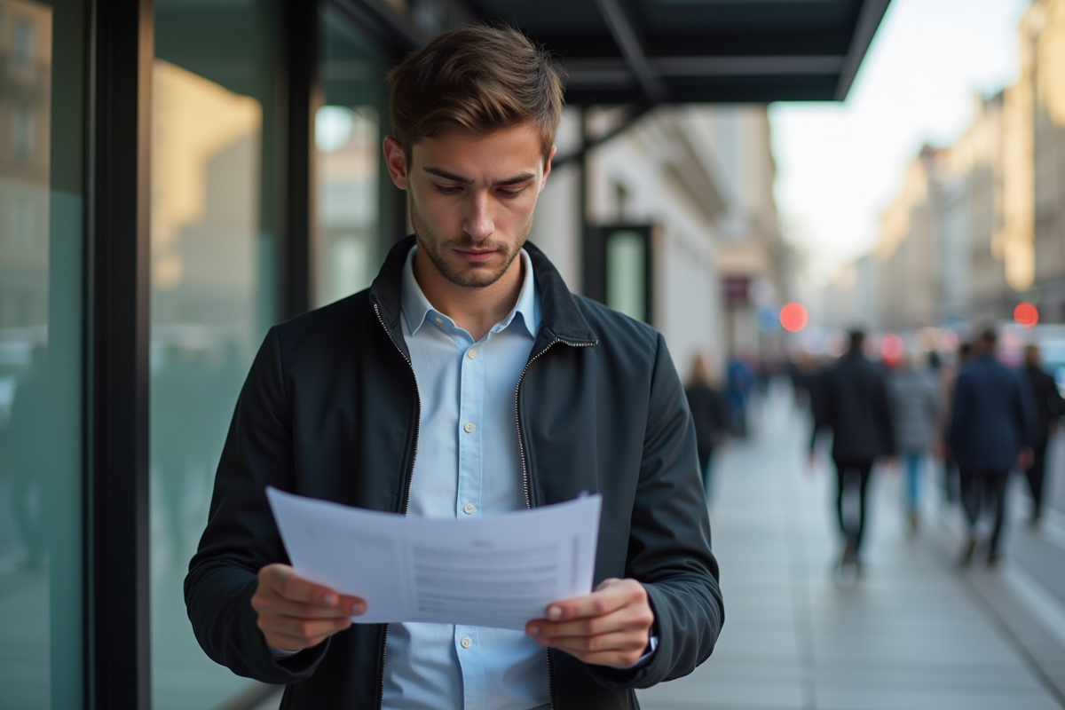 Jeune homme français consulte son CV à l