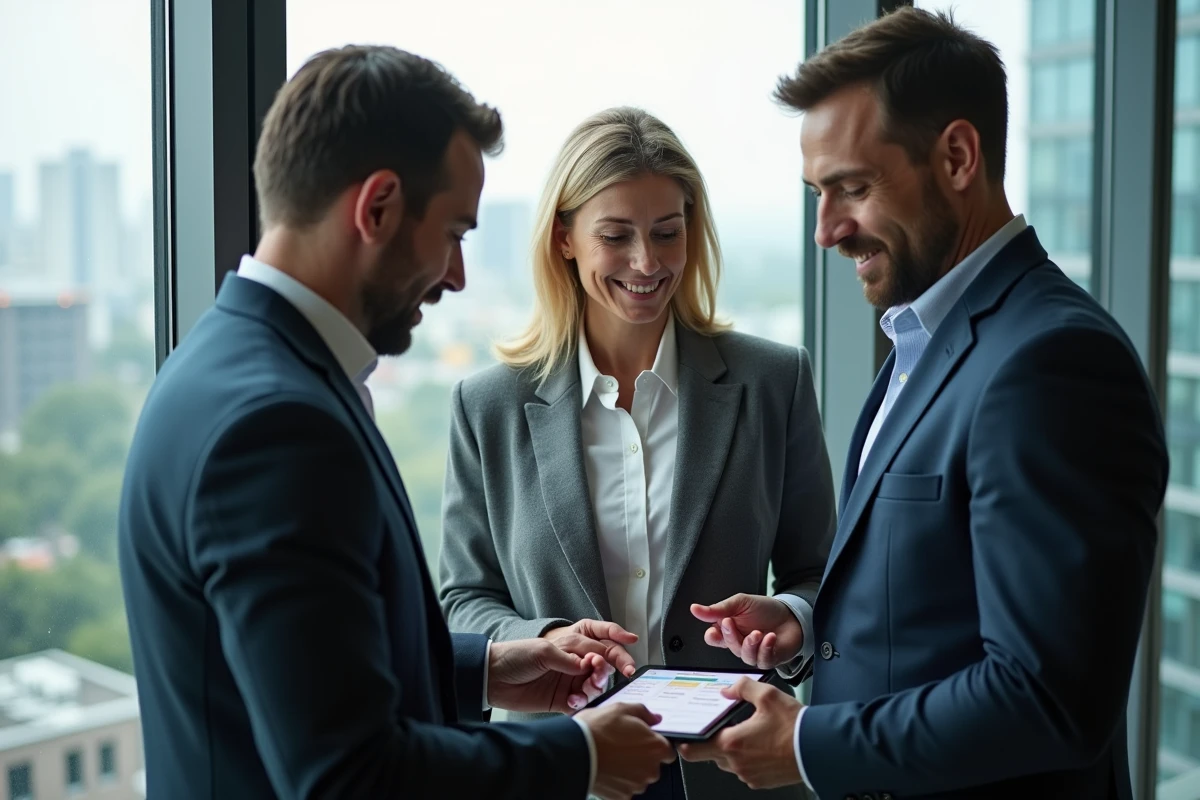 Trois managers discutant autour d